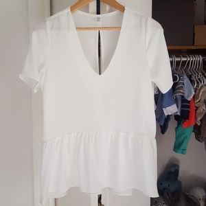 White Peplum Blouse S